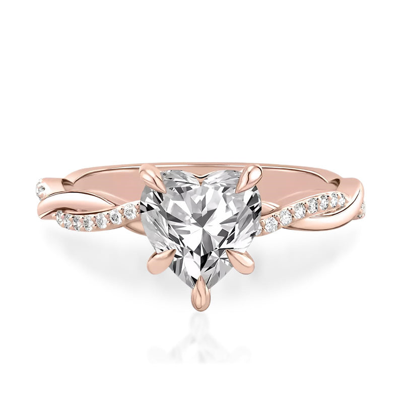 Sterling Silver Heart Shaped Moissanite Engagement Wedding Ring