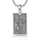 Sterling Silver Lovers Hierophant Magician Three of Swords Wheel of Fortune SkeletonTarot Card Pendant Necklace