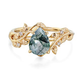 Sterling Silver 10K 14K 18K  Gold Pear Gemstone Vintage Engagement Wedding Promise Anniversary Ring