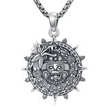 Sterling Silver Mictlantecuhtli Quetzalcoatl Tezcatlipoca Skull Pendant Necklace Aztec Jewelry For Men