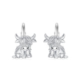 Sterling Sliver Highland Cow Stud  Dangle Earrings