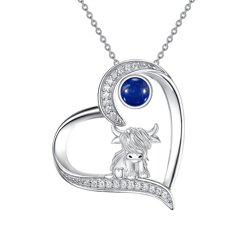 Sterling Silver Highland Cow Pendant Necklace