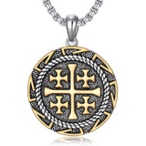 Sterling Silver Jerusalem Cross Pendant Necklace for Men