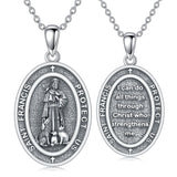 Sterling Silver St Anthony Francis Joseph Peregrine Raphael Sebastian Medal  Protection Pendant Necklace