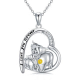 Sterling Silver Heart Highland Cow Pendant Necklace