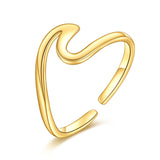 10K Yellow Gold Wave Adjustable Ring