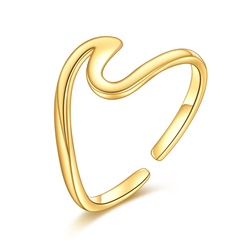 10K Yellow Gold Wave Adjustable Ring