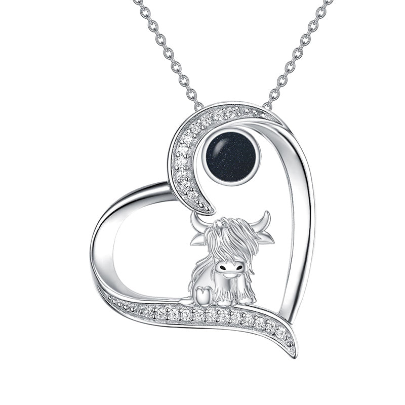 Sterling Silver Highland Cow Pendant Necklace