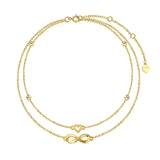 14K Gold Infinity Heart Multi-layered Anklet