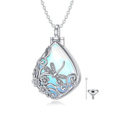 Sterling Silver Moonstone Dragonfly Urn Necklace for  Ashes