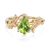 Sterling Silver 10K 14K 18K  Gold Pear Gemstone Vintage Engagement Wedding Promise Anniversary Ring