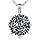 Sterling Silver Aztec Lion Cross Pendant Necklace