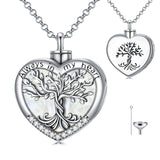Sterling Silver Tree of Life Urn Necklaces Abalone Opal Shell Cremation Jewelry for Ashes