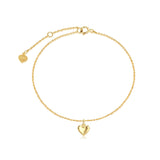 14k Gold Puff Heart Single Layer Anklet