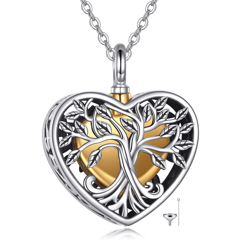 Sterling Silver Tree of Life Urn Necklaces Abalone Opal Shell Cremation Jewelry for Ashes