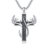 Sterling Silver Fish Hook Cross Pendant Necklace for Men