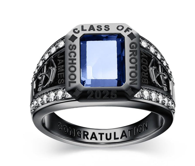 Sterling Silver 2025 Personalized Pattern High School College Class Ring Gift for Men