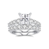 Sterling Silver Moissanite Wedding Ring Set for Women