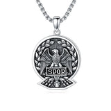 Sterling Silver Eagle SPQR Pendant Necklace for Men