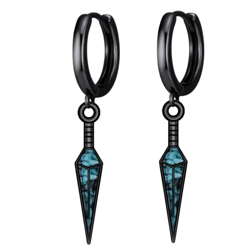 Sterling Silver Medieval Sword Dangle Cross Knives  Ankh Drop Earrings