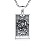 Sterling Silver Lovers Hierophant Magician Three of Swords Wheel of Fortune SkeletonTarot Card Pendant Necklace