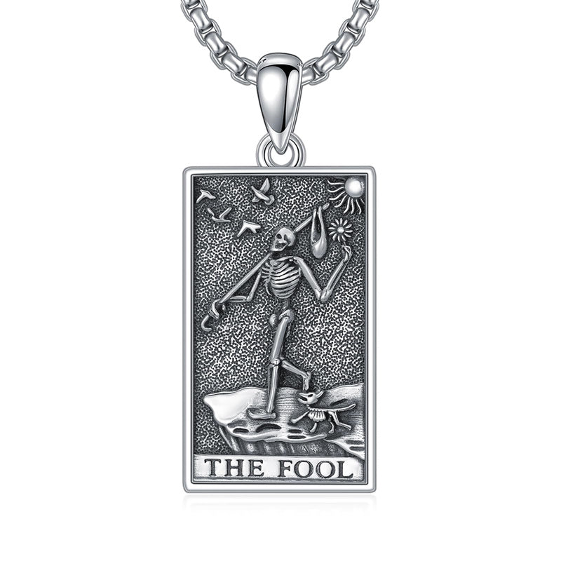 Sterling Silve Sun Moon Star Strength Lovers Death Devil Fool Tarot Card Pendant Necklace