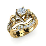 Sterling Silver Personalized Engraved Diamond Wedding Ring Set  Engagement Ring