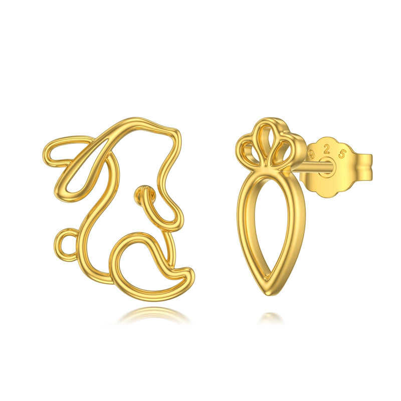 14k Gold Bunny Stud Earrings