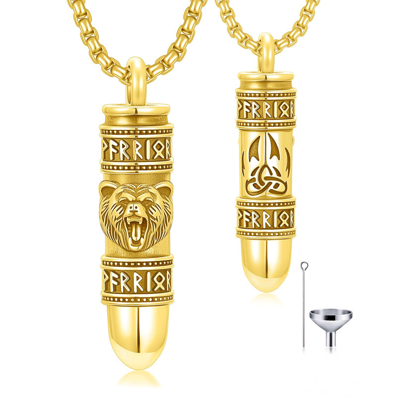 Sterling Silver Bear Lion Eagle Compass Tree of Life Bullet Urn Necklaces for Ashes