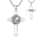 Sterling Silver 12 Constellation Cross Pendant Necklace