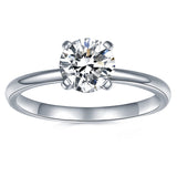 Sterling Silver Simulated Round Moissanite Solitaire Engagement Ring