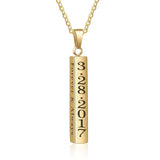 Stainless Steel Personalized Engraved Vertical Bar Necklace
