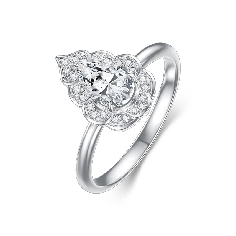 Sterling Silver Personalized Engraved Moissanite Engagement Wedding Anniversary Ring