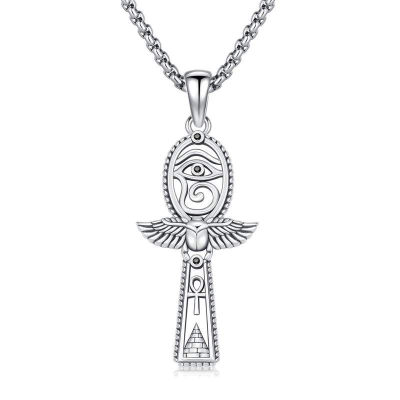 Sterling Silver Ankh_Eye of Horus  Protection Pendant Necklace