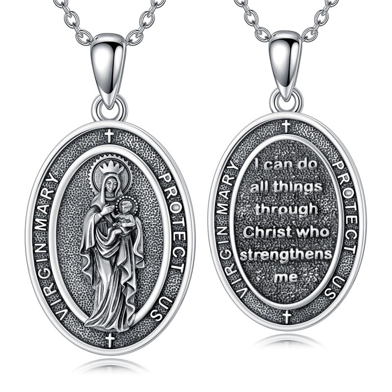 Sterling Silver St Anthony Francis Joseph Peregrine Raphael Sebastian Medal  Protection Pendant Necklace