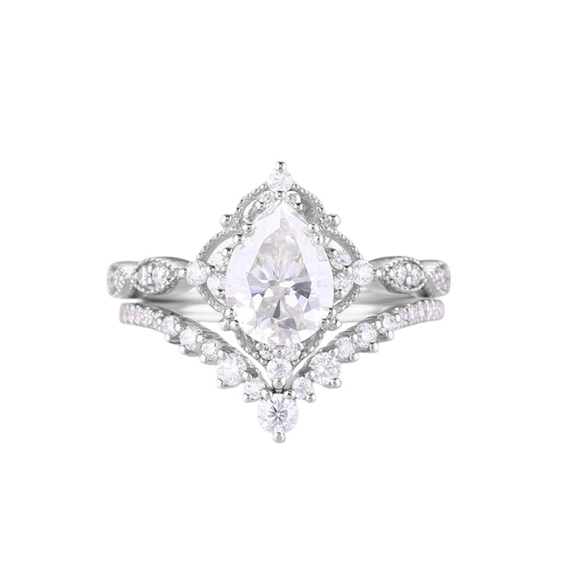 Sterling Silver 10K 14K 18K Gold Pear Shaped Gemstone Engagement Ring