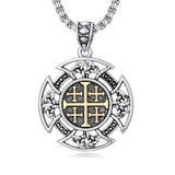 Sterling Silver Jerusalem Cross Pendant Necklace for Men