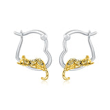 Sterling Silver Fox Frog Leopard Peacock Puppy Animal Hug Hoop Earrings