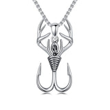 Sterling Silver Antler Pendant Necklace for Men