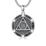 Sterling Silver AA Sobriety Alcoholics Anonymous  Pendant Necklace for Men