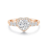 10K Gold 14K Gold 18K Gold  Heart-Cut Moissanite Halo Engagement Rings