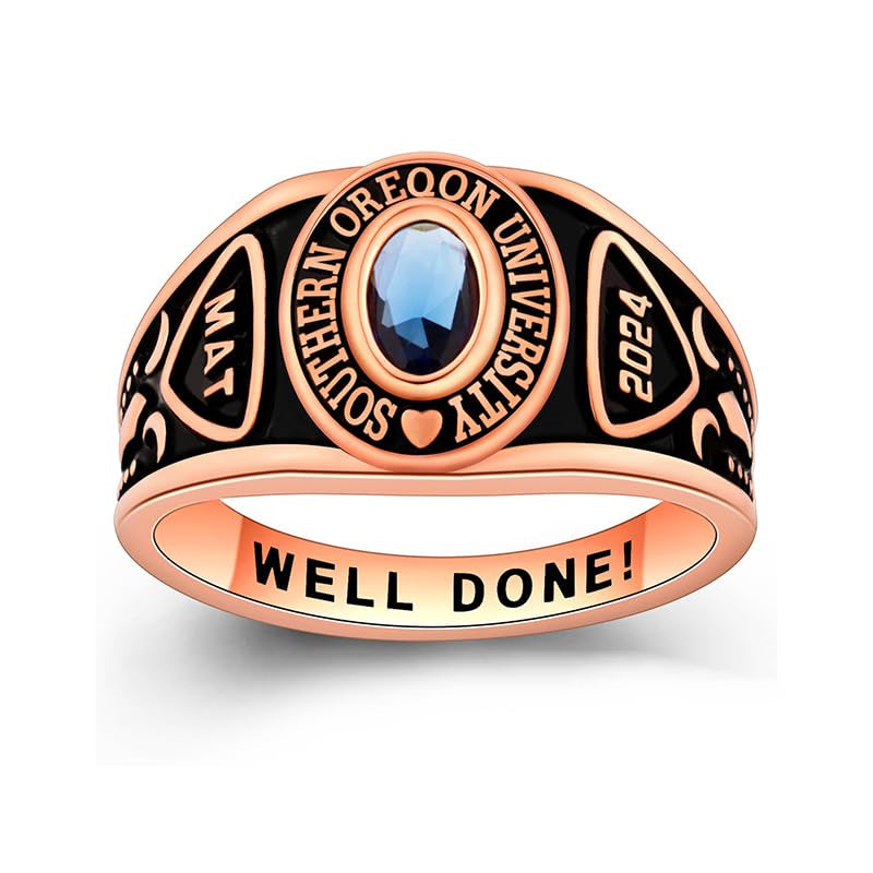 Sterling Silver Personalized Birthstone Engraved Class Rings for Women Graduation Gift