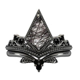 Sterling Silver 10K 14K 18K Personalized Engraved 2CT Natural Black Rutilated Quartz Engagement Ring Set