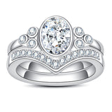 Sterling Silver Oval Cut Moissanite Engagement Wedding Ring