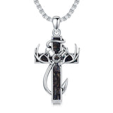Sterling Silver Fish Hook Cross Pendant Necklace for Men