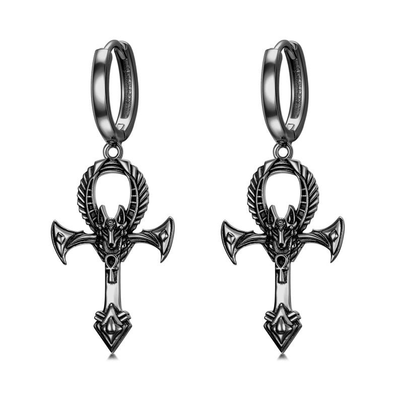 Sterling Silver Ankh Dangle Earrings