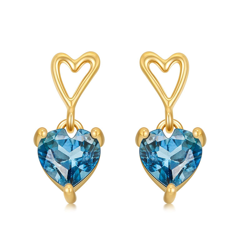 14K Gold Natural London Blue Topaz Stud Earrings