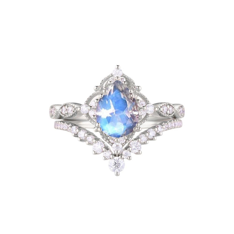 Sterling Silver 10K 14K 18K Gold Pear Shaped Gemstone Engagement Ring