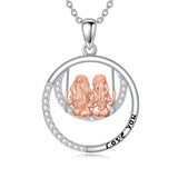 Sterling Silver Sister Pendant Necklace Engraved with Love You