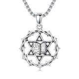 Sterling Silver Crown of Thorns Crucifix Cross Pendant Necklace for Men